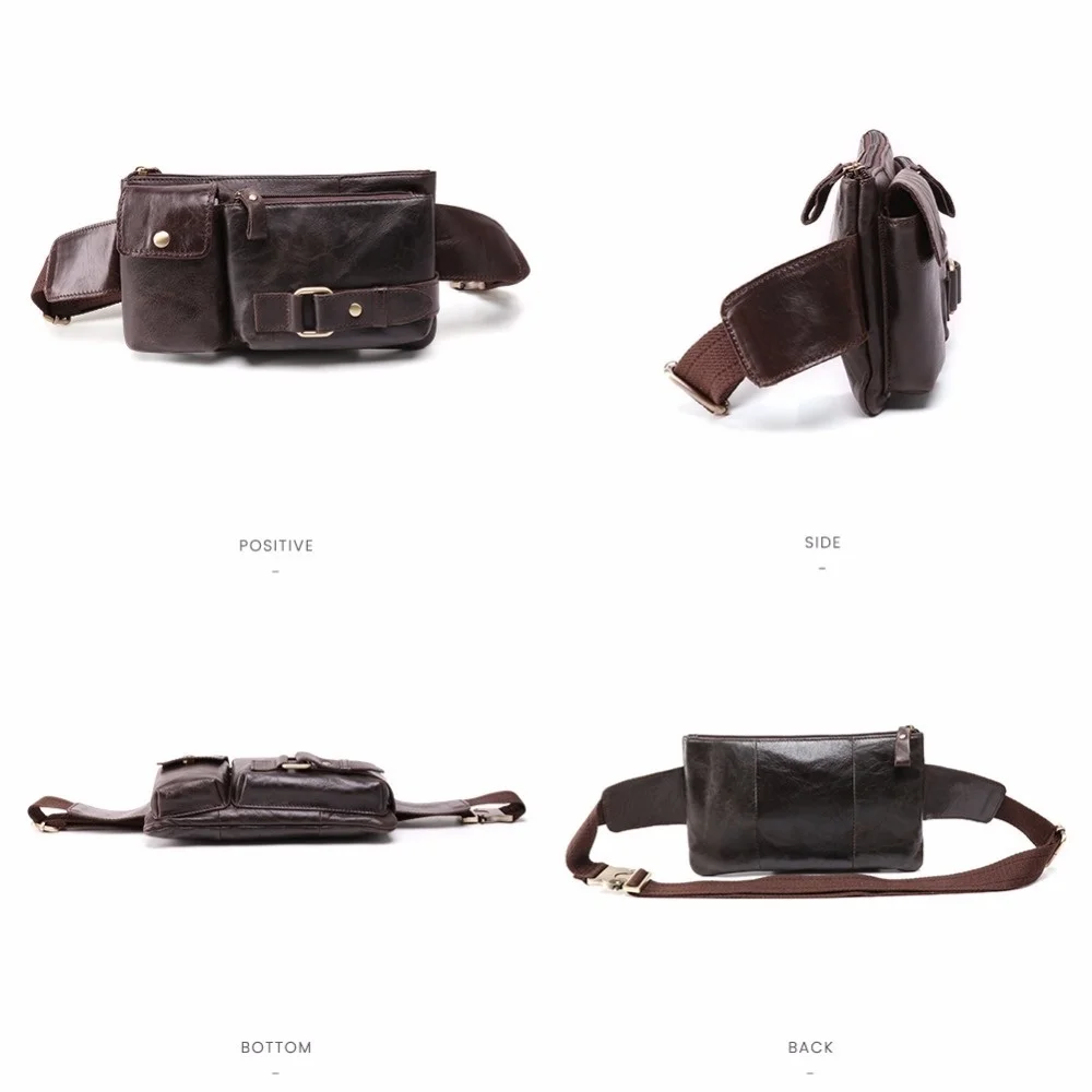 Genuine Leather Waist Bag Multi-function Men Pack Funny Belt For Phone Pouch Bolso Vintage Chest