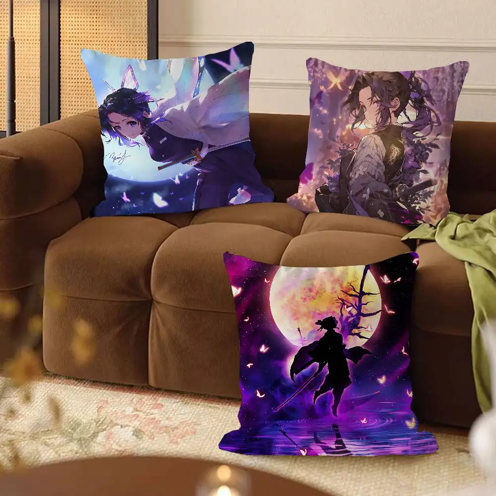 

Demon Slayer Shinobu Kochou Office Cushion Pillowcase Car Cushion Cover45X45CM Lumbar Pillowcase Sofa Pillowcover