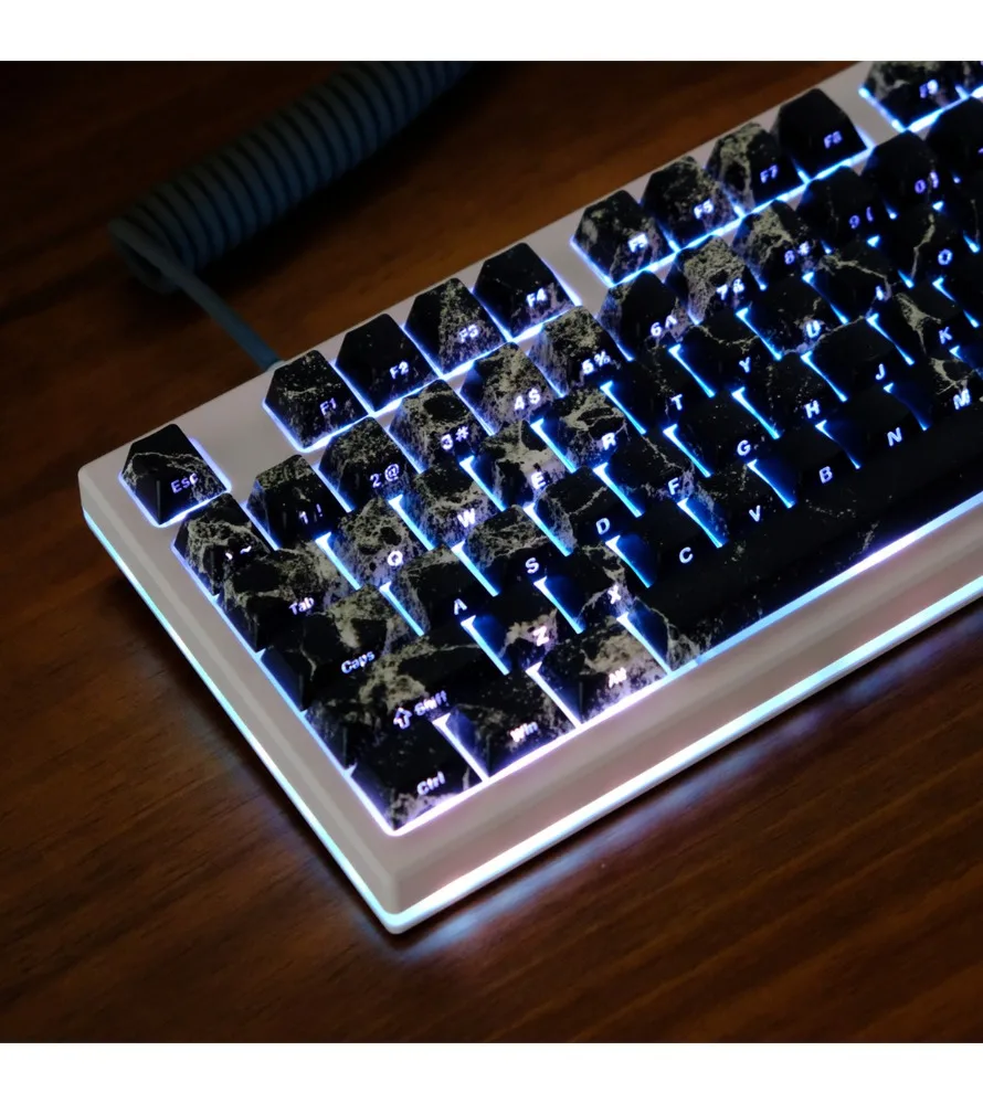 

Keycap Sublimation Mechanical Keyboard Cap Wooting Mega Lion Black Marble Side Engraved Transparent Keycap PBT