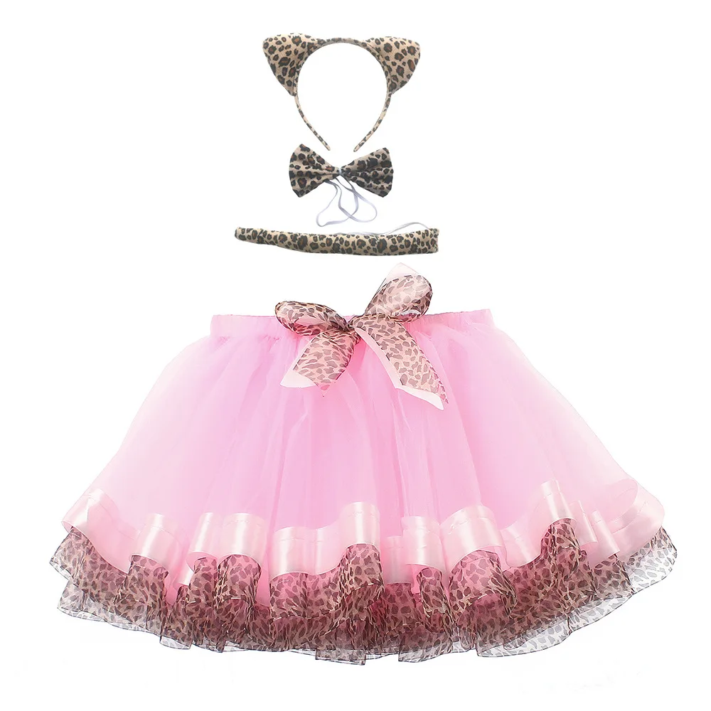 Girls' Double-Layer Tulle Tutu Skirt, Halloween Animal Series Performance Dress, Toddler Stage Performance Casual Half Skirt