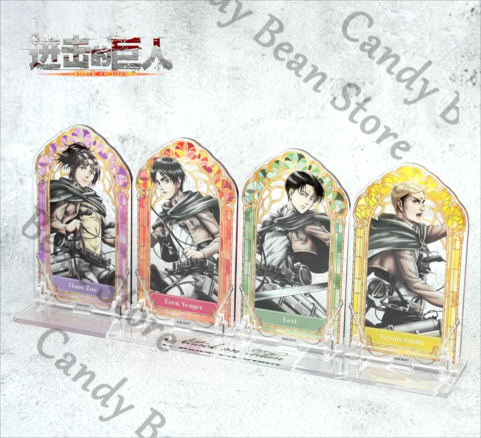

Anime Genuine Attack on Titan Hange Zoe Eren Jaeger Levi Ackerman Erwin Smith Cosplay Cartoon Combination Acrylic Standing Sign
