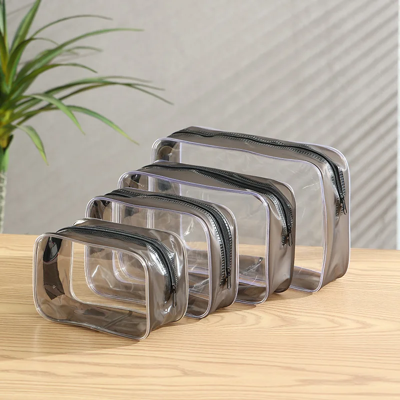 Transparent Cosmetic Bag, Clear Makeup Organizer Pouch for Toiletries, Portable Storage Bag for Travel & Gift（4pcs）