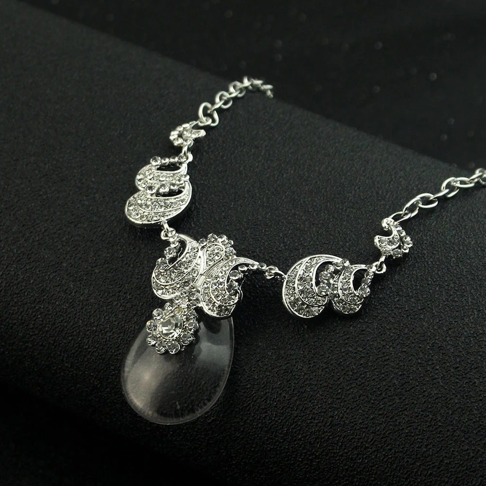 Drop-shaped Semitransparent Gem Diamond-encrusted Necklace For Women Wedding Party Necklaces Souvenirs