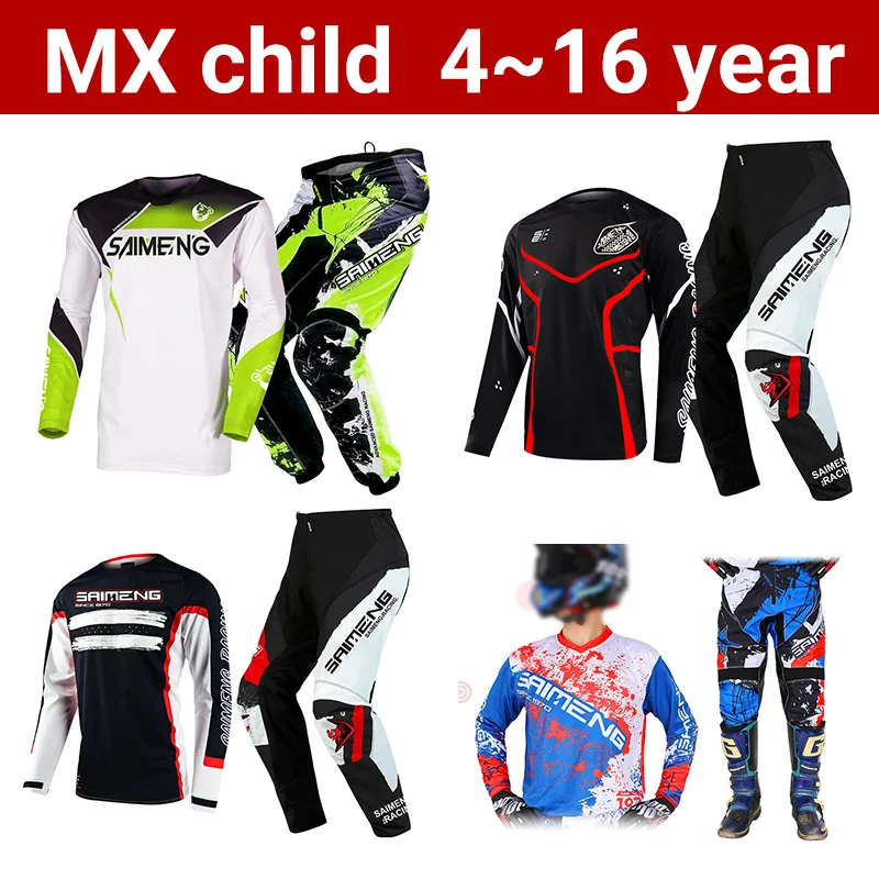 Motochross Jersey and Pant for child racing suit boy girl Off-road Kits Youth Kid Motorcycle 4 5 6 7 8 9 10 11 12 year Enduro MX