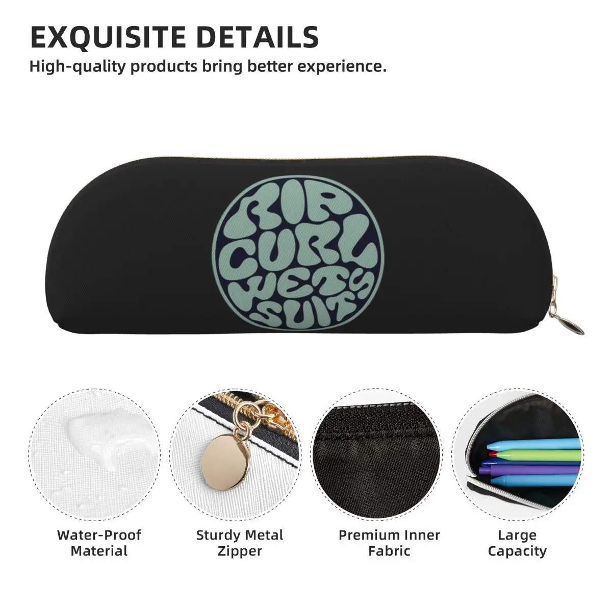 Rip Curl โลโก้ดินสอปากกาผู้ถือเครื่องเขียนความจุขนาดใหญ่กล่องปากกาดินสอกระเป๋าสําหรับชายหญิงโรงเรียน