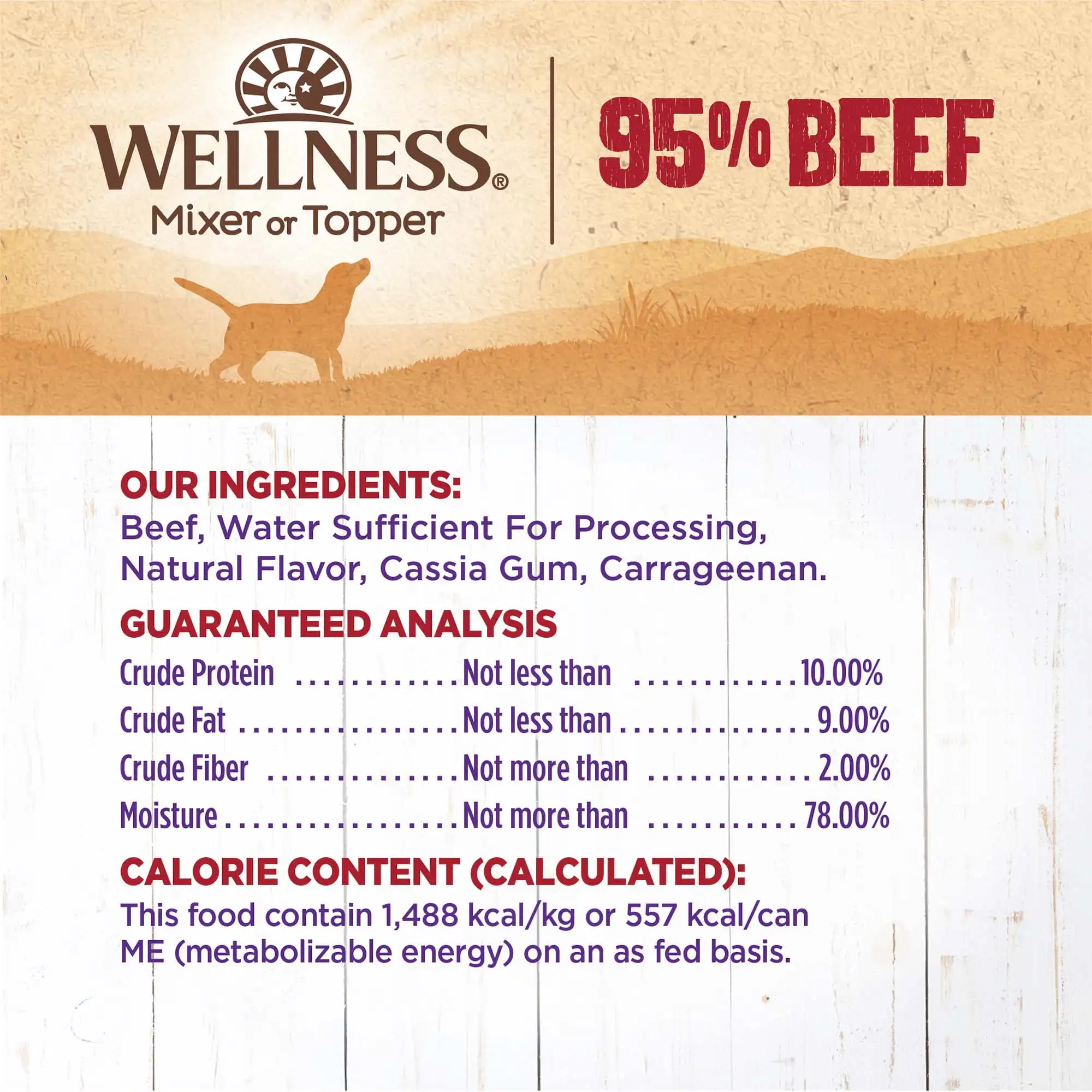 Wellness Cibo per cani in scatola naturale al 95% di manzo umido senza cereali, lattina da 13,2 once (confezione da 12)