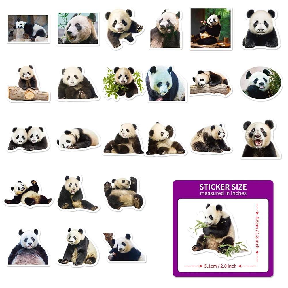 10/50Pcs Cute Realistic Funny Panda Varied Stickers Pack for Kids Travel Luggage Notebook Wall Laptop Decoration Graffiti Decals