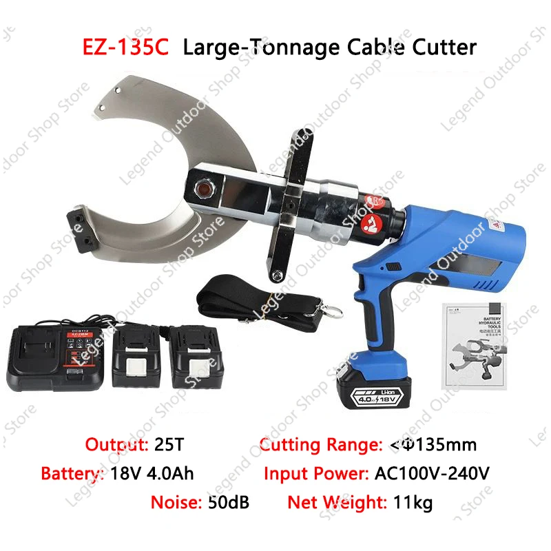 

Large-Tonnage Rechargeable Digital display Electric Hydraulic Cable Cutter EZ-120C/EZ-135C Copper Aluminum Cable Cutting Machine