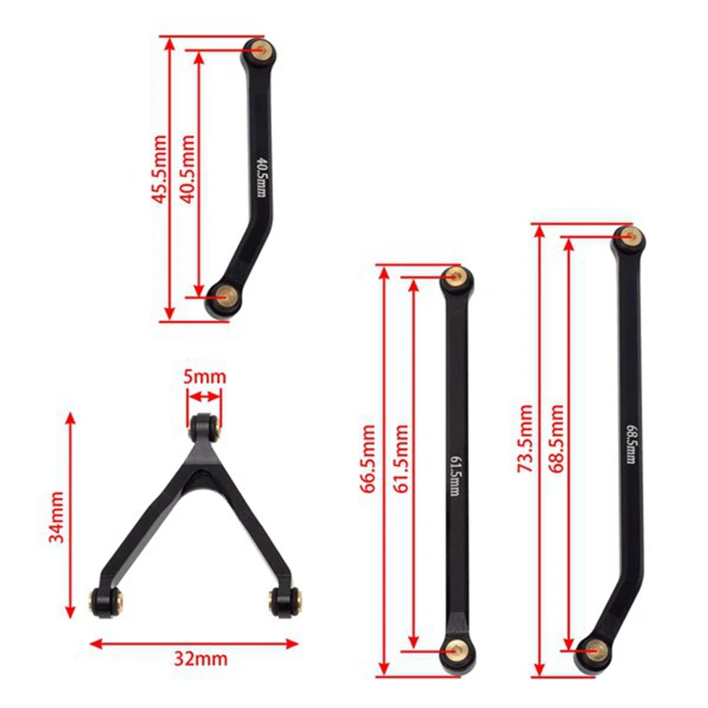 CNC Hoge Klaring Chassis Link Rod Set Voor Axiale SCX24 AXI90081 Nachtschoot AXI00004 B17 1/24 RC Crawler Auto Upgrades