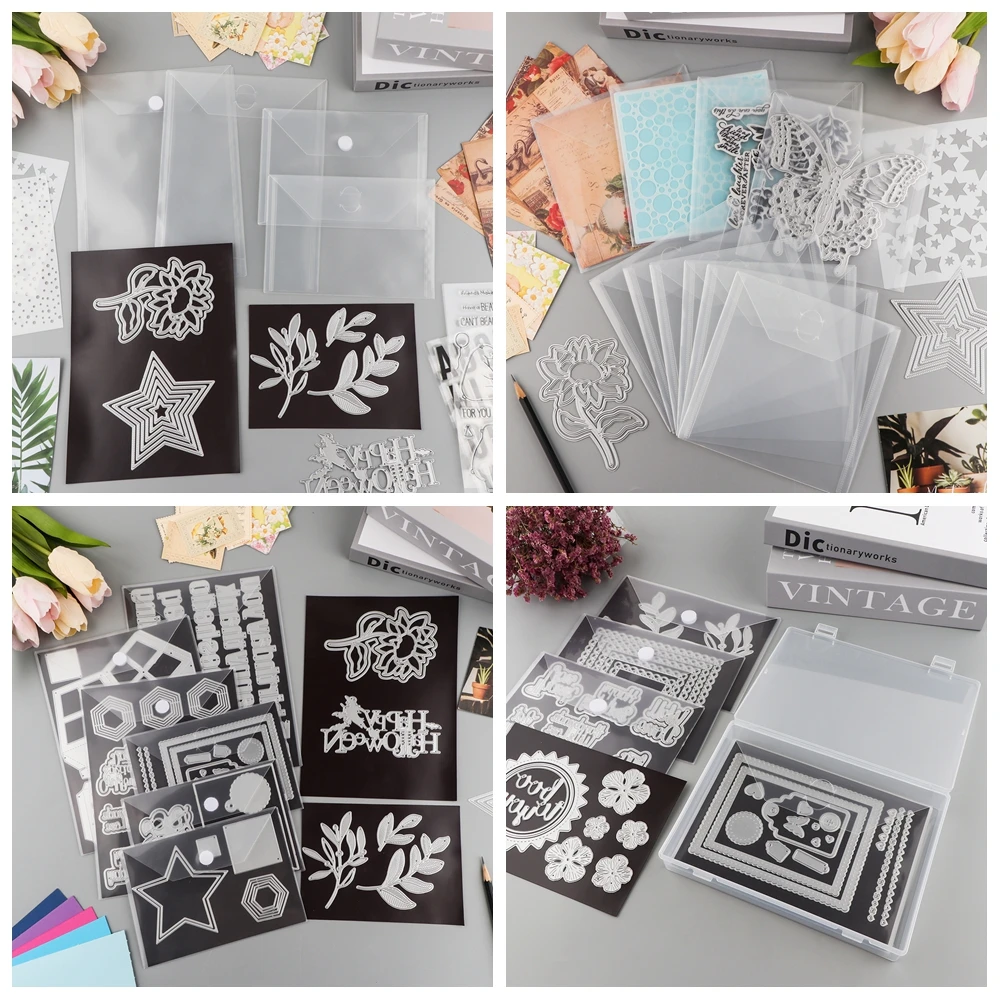 

Resealable Plastic Envelopes Pockets/Rubber Magnetic Sheets for Clear Stamps & Dies Storage Stencil Crafts Organizer Holder