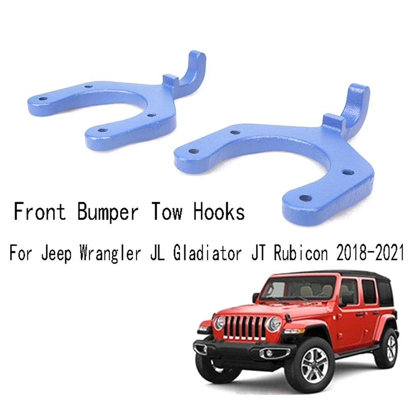 

2Pcs Front Bumper Tow Hooks For Jeep Wrangler JL Gladiator JT Rubicon 2018-2021