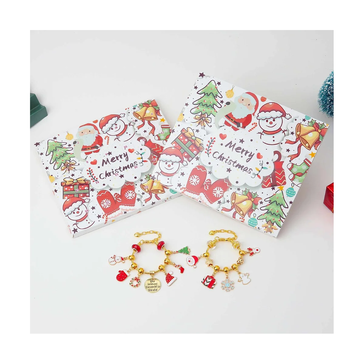 عيد الميلاد مجيء التقويم سوار السحر ، 24 يوما العد التنازلي ، صندوق أعمى ، 22 خرز السحر ، لتقوم بها بنفسك ، B