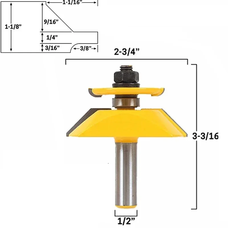 

12mm 1/2" Shank Raised Panel Router Bit with Backcutter Chamfer Milling Cutter Ogee Woodworking Tenon Knife