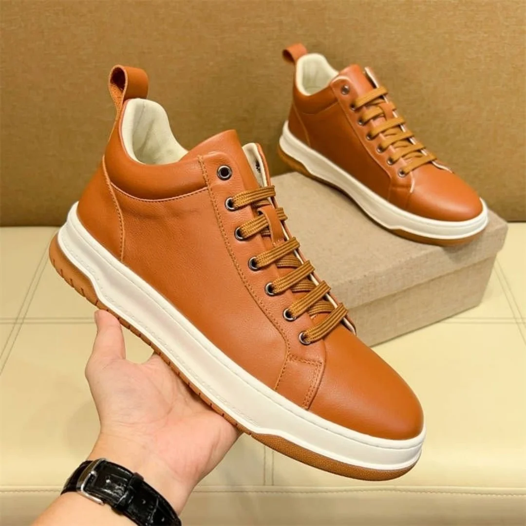 

Men's lace-up Warm winter plush sneakers High top Casual shoes fashion Genuine leather Sports Running shoes Tennis shoes