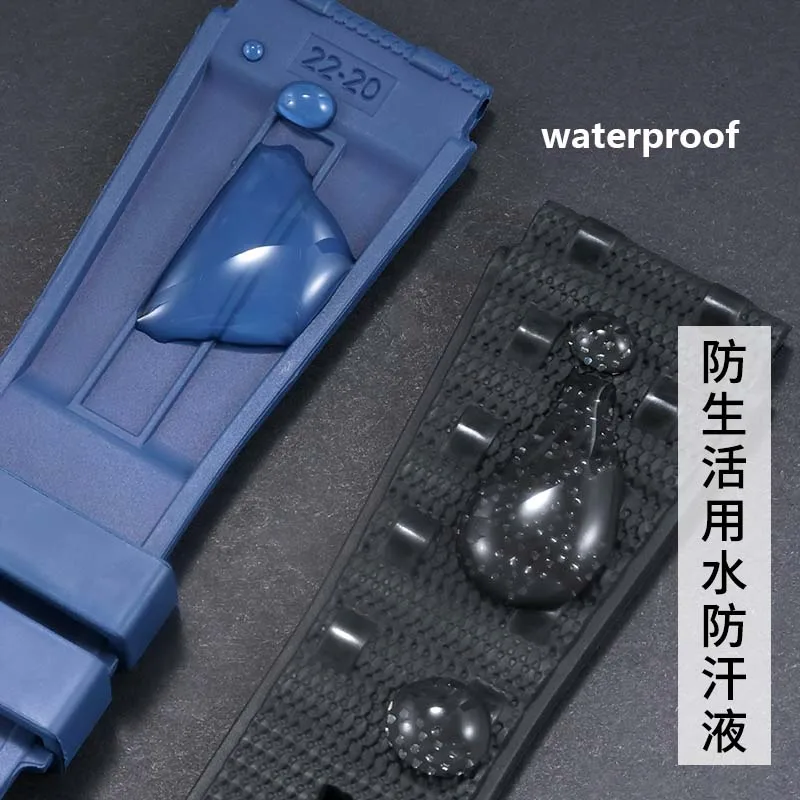 Wysokiej jakości pasek do zegarka z gumy fluorowej do męskiego paska do zegarka Breitling B01 Sports FKM 22mm czarna niebieska bransoletka narzędzie fluoroelastomer