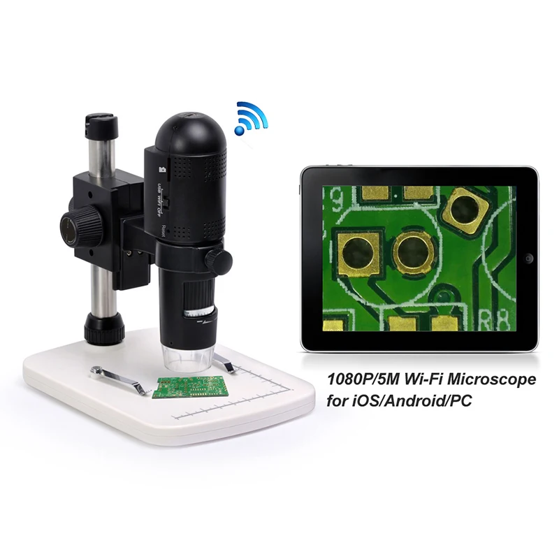 UM018G1080P Full HD Wi-Fi Digital Microscope LCD Display 10-230X Zoom Professional Detector Stage PC Compatible with Stand