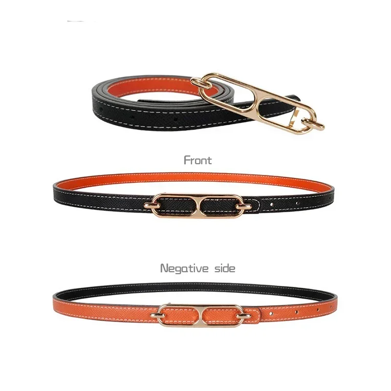 2024 New Double-sided Use of Women\'s Leather Belt Decorated Ins Fashion Jeans Wild Student Trend Luxury Design Top Quality Brand