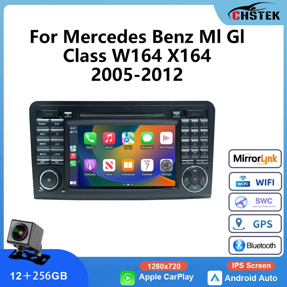 

CHSTEK Car Raido 12+256G Android 13 Carplay for Mercedes Benz ML GL Class W164 X164 ML300 ML350 GL320 GL350 Multimedia Player 4G