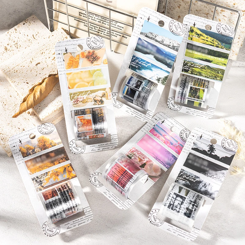 Mr. Paper 6Style 1Roll/bag paper journey matte PET tape for DIY phone case handbook photo frame notebook decoration