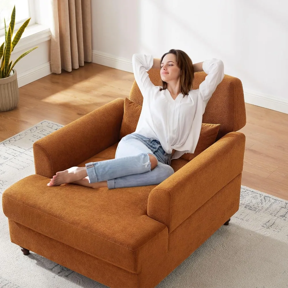 Chaise Lounge de interior con respaldo ajustable, silla de lectura tapizada de mediados de siglo, sillón decorativo de gran tamaño