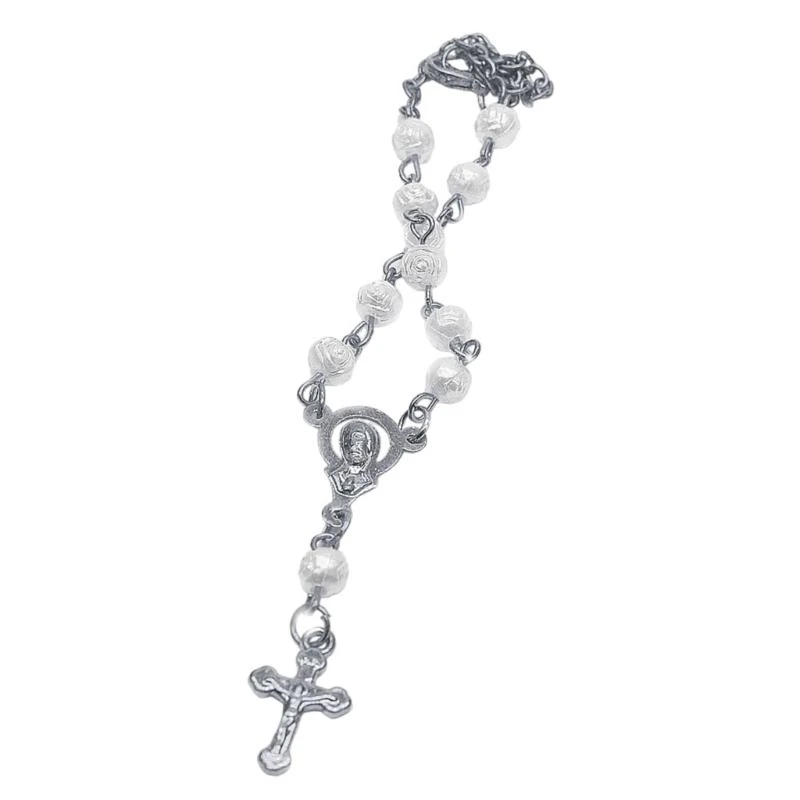 Catholic Rosary Bracelets Rose Beaded Bracelets Handchain Religious Jewelry Gift for Catholicism Church Prayer