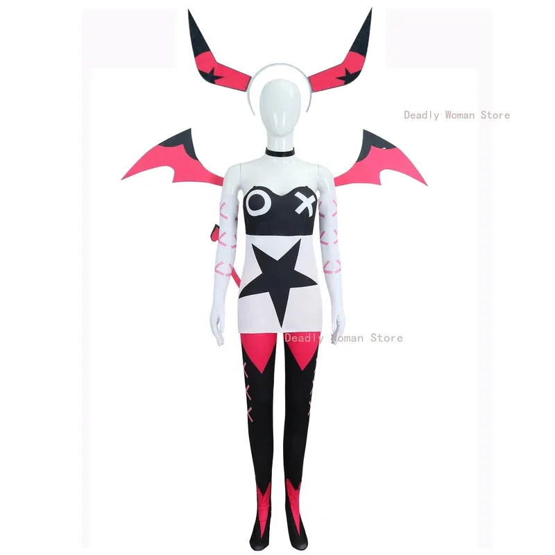 

lili 123Anime Hotel Helluva Boss Verosika Mayday Cosplay Costume Women Red Horn Headband Hairpin Prop Halloween