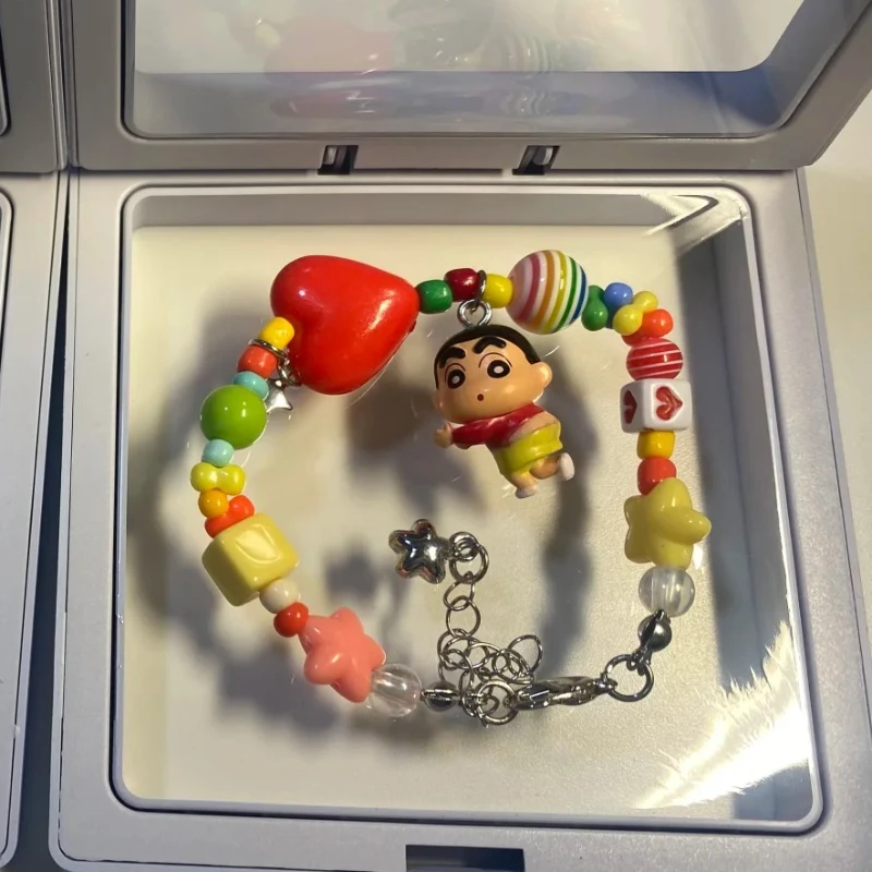 Genuine Crayon Shin-chan Mini Figure Bracelet Blind Box Adorable Bracelet Kawaii Cute Doll Collectible Toy Perfect Birthday Gift