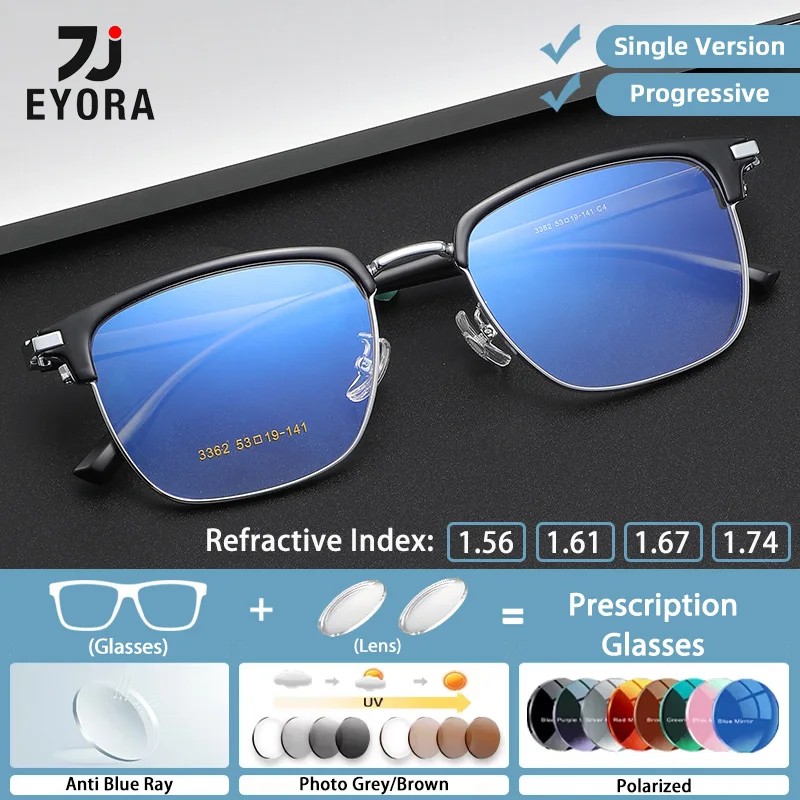 

EYORA Square Eyebrow-shaped spectacle Reading glasses Myopia Eyewear Hyperopia Anti Blue Ray Progressive Photochromic Eyewear