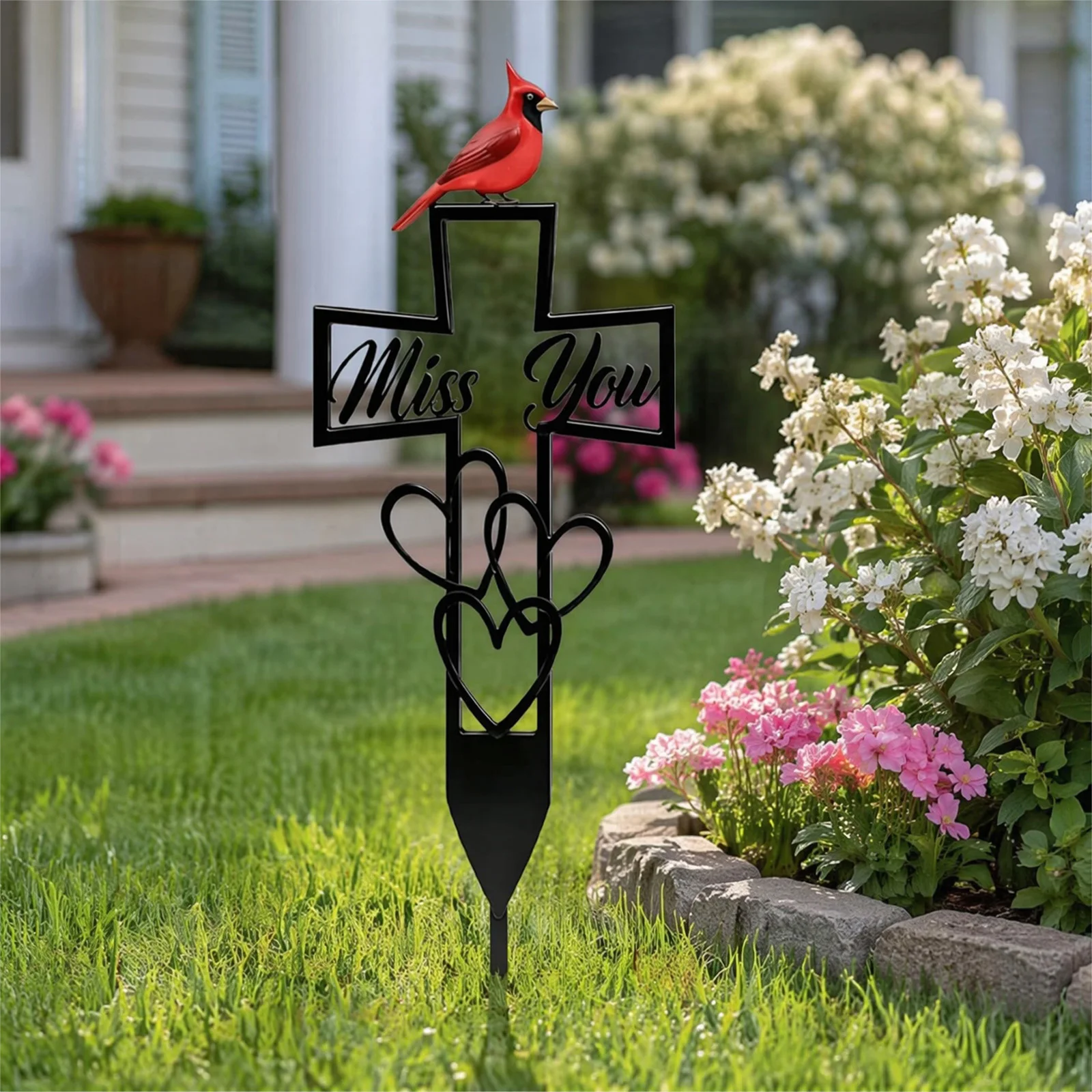 Cardinal Grave Markers Ground Plug Weatherproof Red Bird Design Garden Stake Home Countyard Decoration Ground Plug