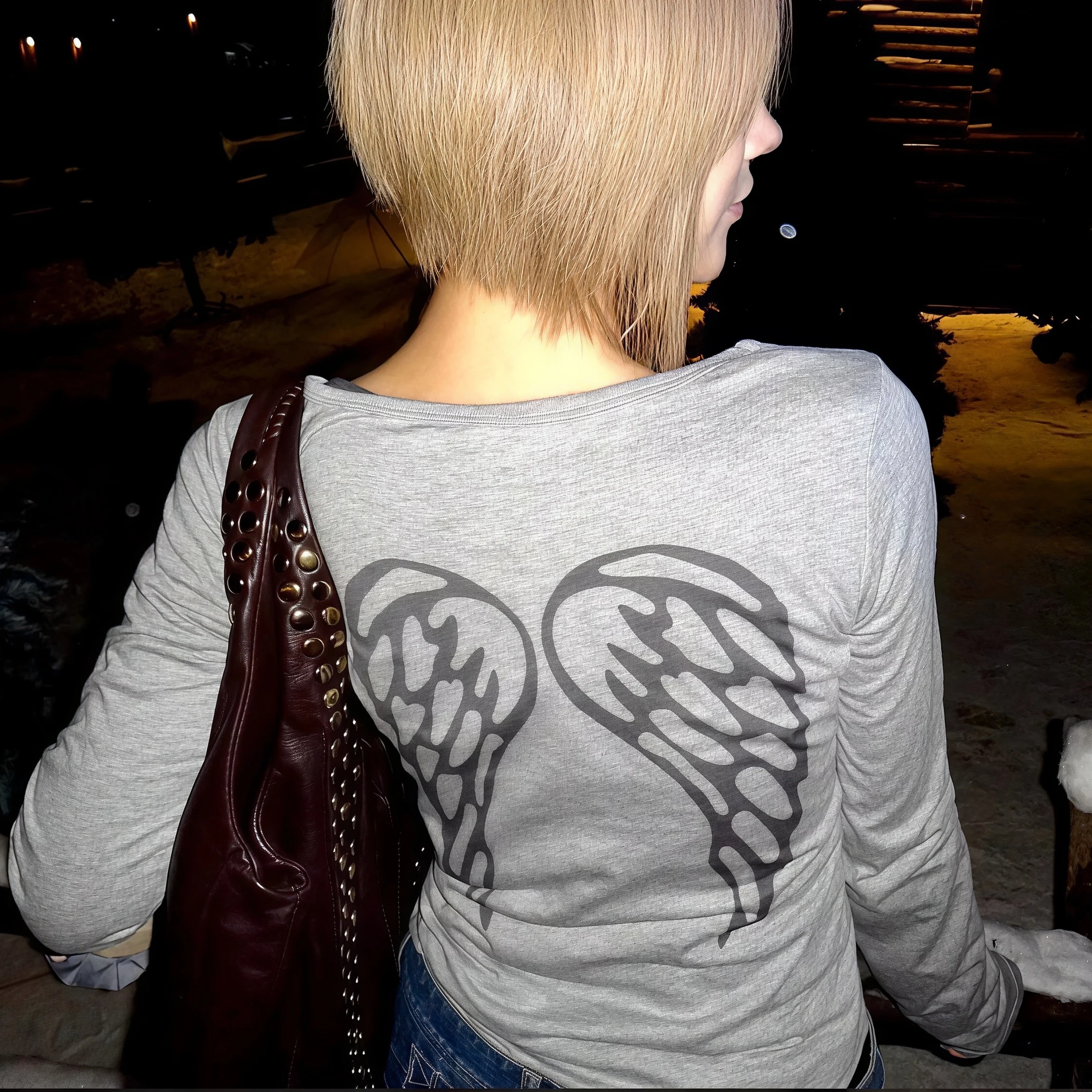 Y2K I Love Mustache Print Long Sleeve T‑Shirt Women Scoop Neck Slim Fit Casual Aesthetic Harajuku Streetwear Top