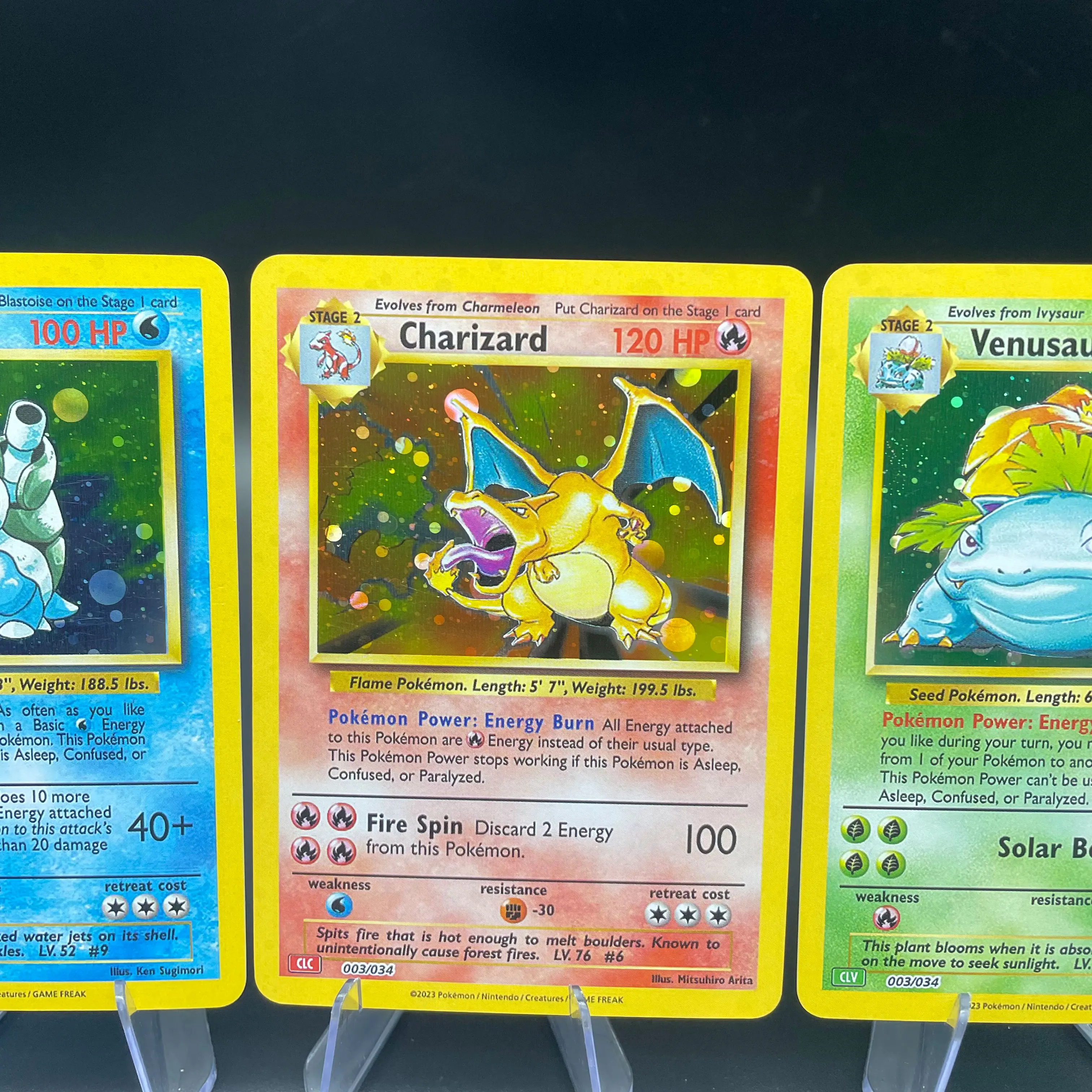3pcs/set Anime PTCG DIY Self-made Kanto Starters Blastoise Charizard Venusaur English Version Game Collection Card Birthday Gift - view 4