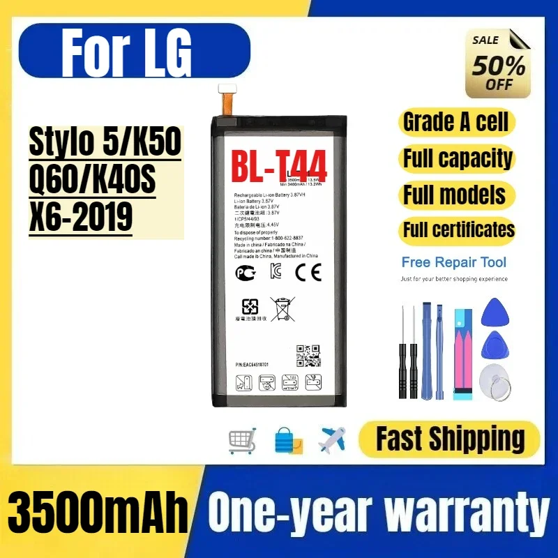 BL-T44 for LG Stylo 5/K50/Q60/K40S/X6-2019 Mobile Phone Battery High Quality High Capacity Replacement Bateria Grade A Cell