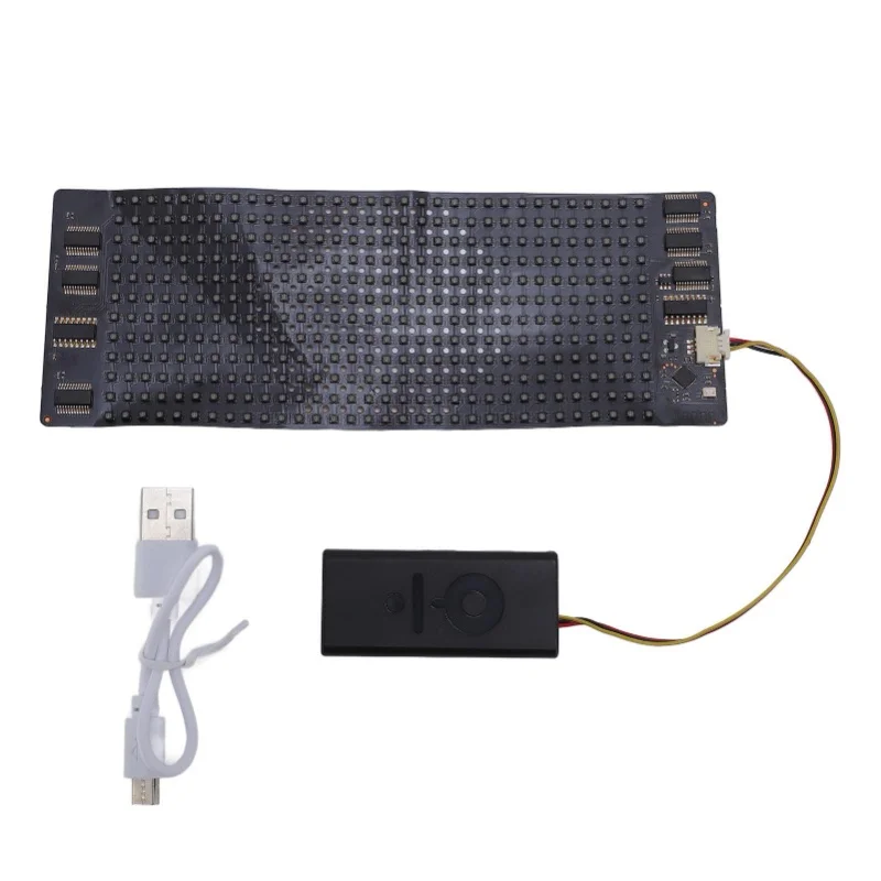 Flexible LED Display 12x32 Resolution APP Control HD Full Color LED Sign Screen For Bag Hat Glasses 158.5x58mm