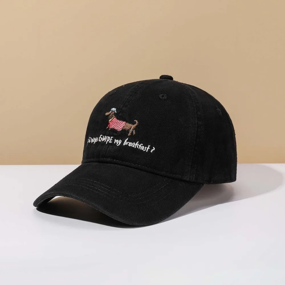 

Adjustable Dachshund Baseball Cap Korean Style Sunscreen Embroidered Peaked Hat Polyester Versatile Couple Sunshade Casquette
