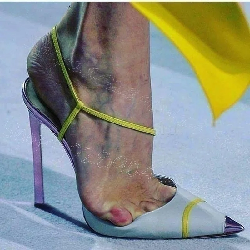 

Purple Pointed Toe Patchwork Runway Pumps Slip On Women Shoes Thin High Heels New Party Banquet Dating 2026 Zapatos Para Mujere