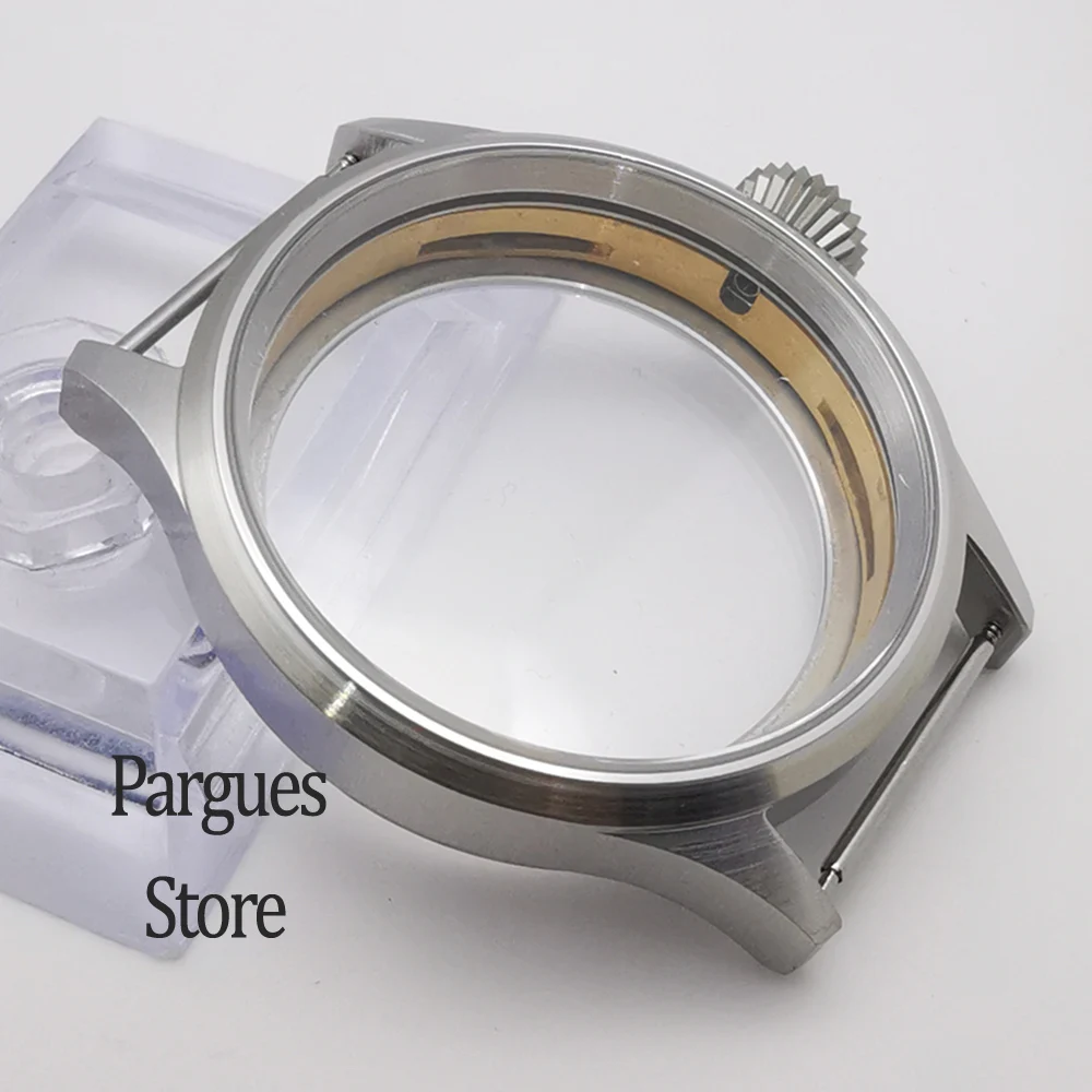 43mm sapphire glass sterile watch case dial hands fit ETA 6497 Seagull ST36 manual winding movement