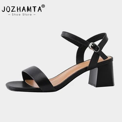 JOZHAMTA Size 34-40 Heeled Sandals Women Summer 2023 High Heels Shoes For Women Fashion Ankle Strap Buckle Chunky Heel Sandal