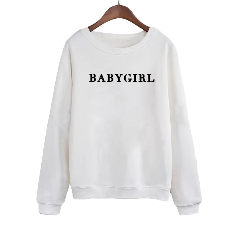 

Autumn New Arrival Sweatshirt Black and White Sudaderas Mujer Women Round Neck Hoodies Babygirl