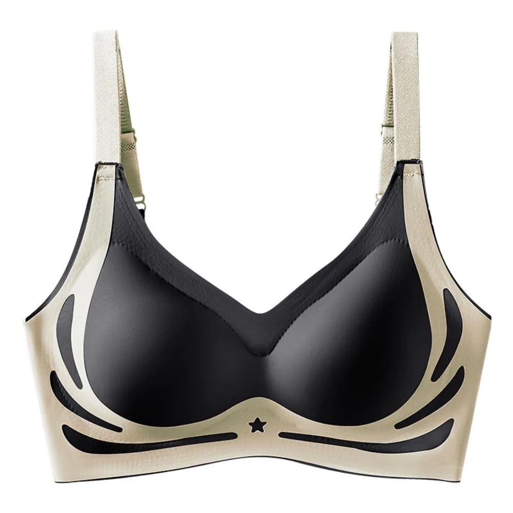 

Модный лоскутный беспроводной бюстгальтер с глубоким V-образным вырезом, противоударный антипровисающий бюстгальтер для женщин, большая чашка, облегающее нижнее белье пуш-ап для йоги