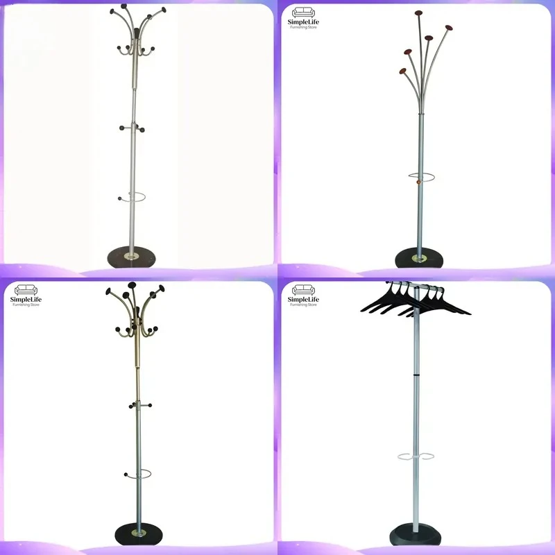 Wooden Coat Rack Stand Stainless Steel Hanger Tree Hallway Clothes Organizer Easy Assembly Home Furniture Storage Display
