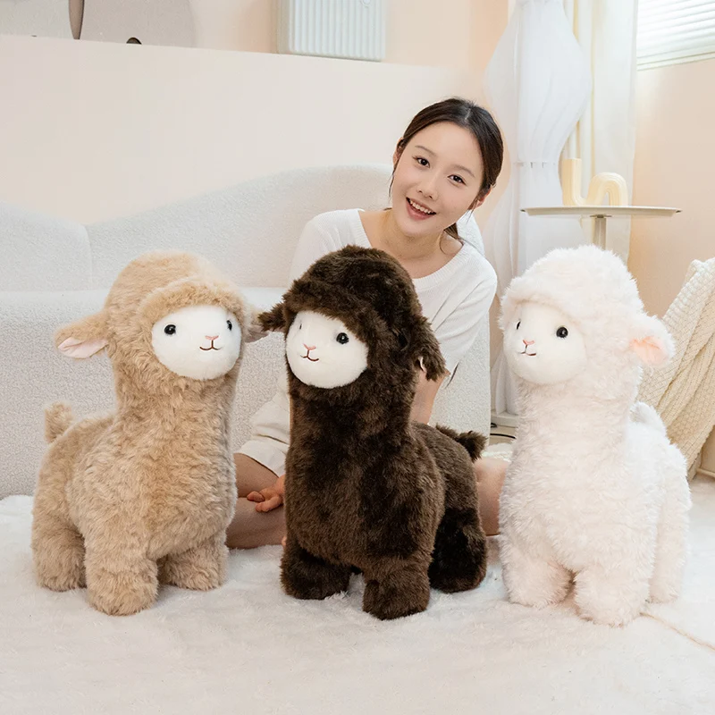 Cute Fluffy Alpaca Plush Toy Soft Stuffed Sheep Llama Doll 4 Colors Available Home Sofa Decor Throw Pillow Birthday Christmas