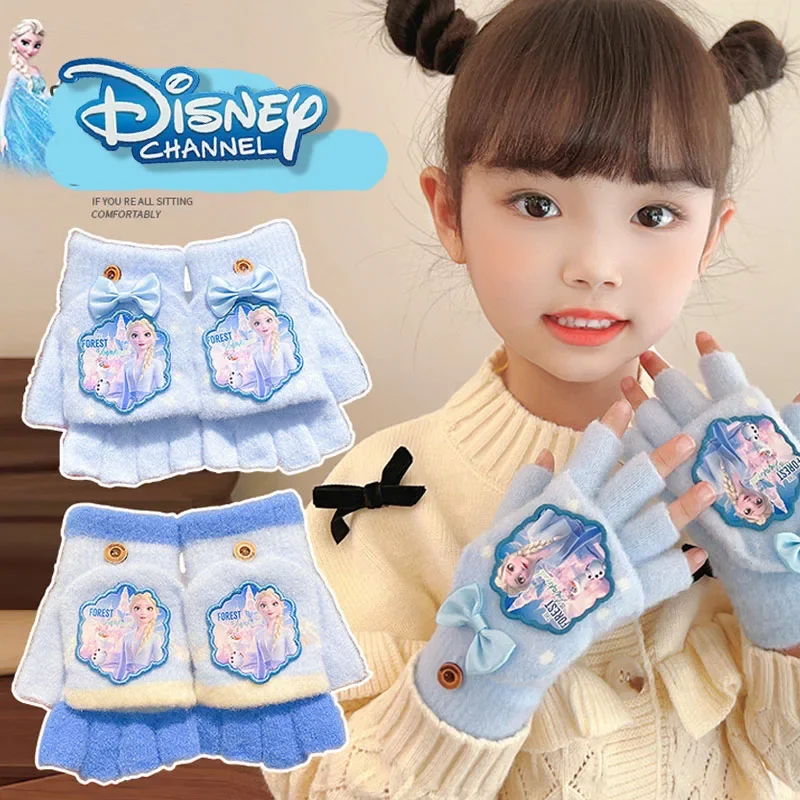 Disney Frozen Kids Gloves Cartoon Anime Cute Elsa Anna Winter Girls Warm Knitted gloves Gifts for the New Year Children