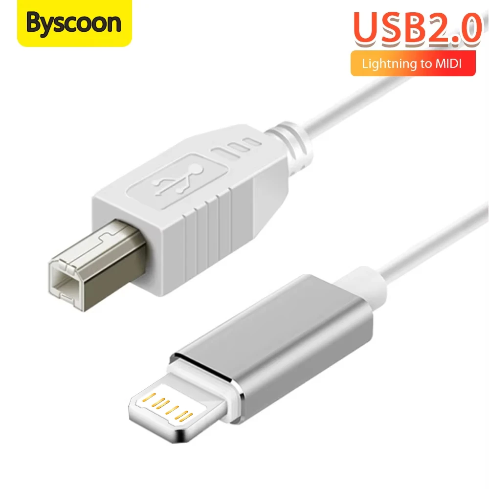 Cabo relâmpago para midi USB 2.0 Lightning para cabo OTG tipo B para teclado MIDI, interface de áudio, microfone USB