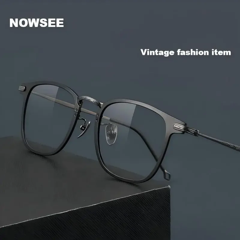 

NOWSEE ретро минималистичная повседневная квадратная оправа для очков из чистого титана ацетата ультра легкие мужские и женские очки с защитой от синего света