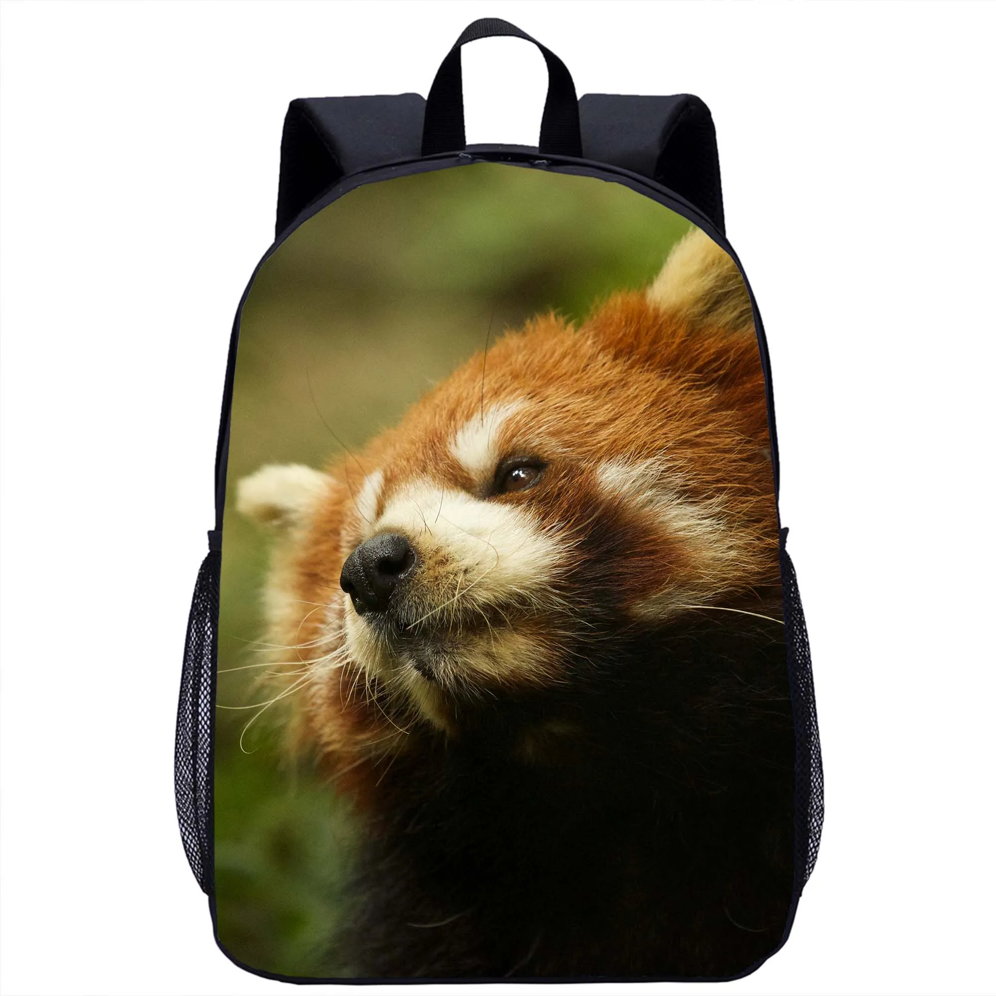 Tas ransel PANDA สีแดงน่ารักกระเป๋านักเรียนเด็กกระเป๋าแล็ปท็อปเด็กหญิงเด็กชายกระเป๋าเป้สะพายหลังแบบลำลองสำหรับวัยรุ่นทุกวัน