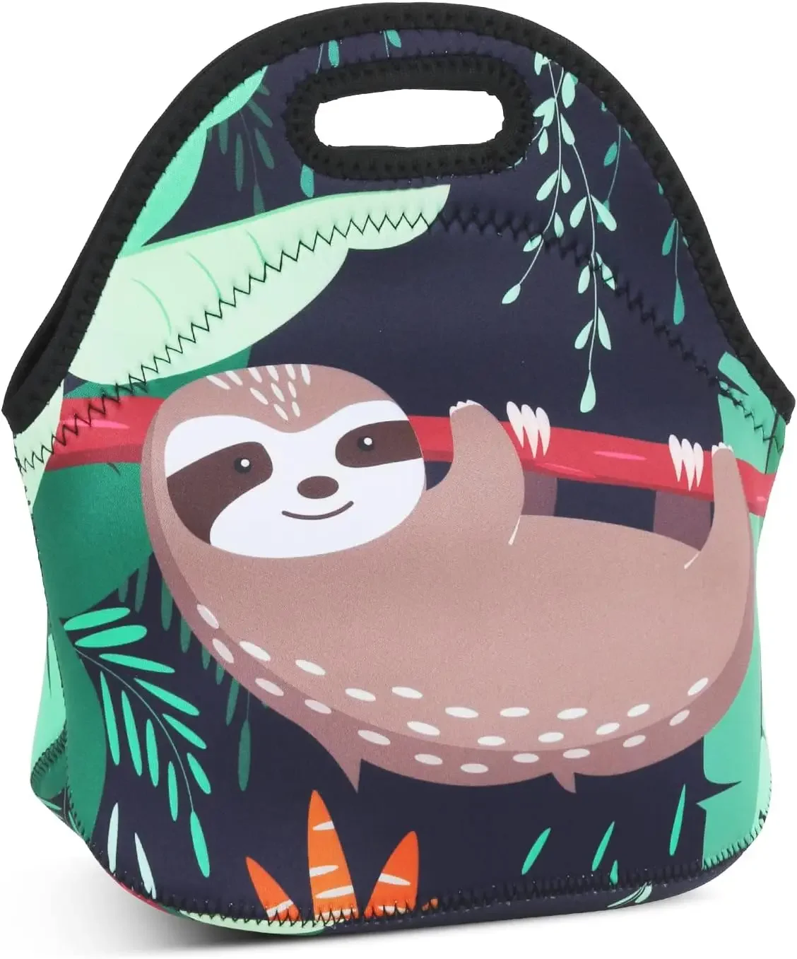 Violet Mist Womens Reusable Neoprene Lunch Bag Insulated Lunch Box Cute Sloth Animal Thermal Lunch Tote Bags