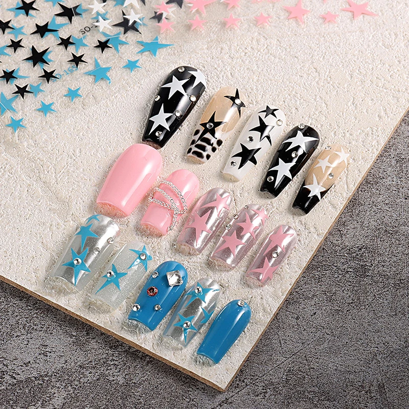 3D Y2K Star Nail Art Sticker Self-Adhesive Pentagram Stars Nail Design For Women Girls Manicure Decoration DIY Salon