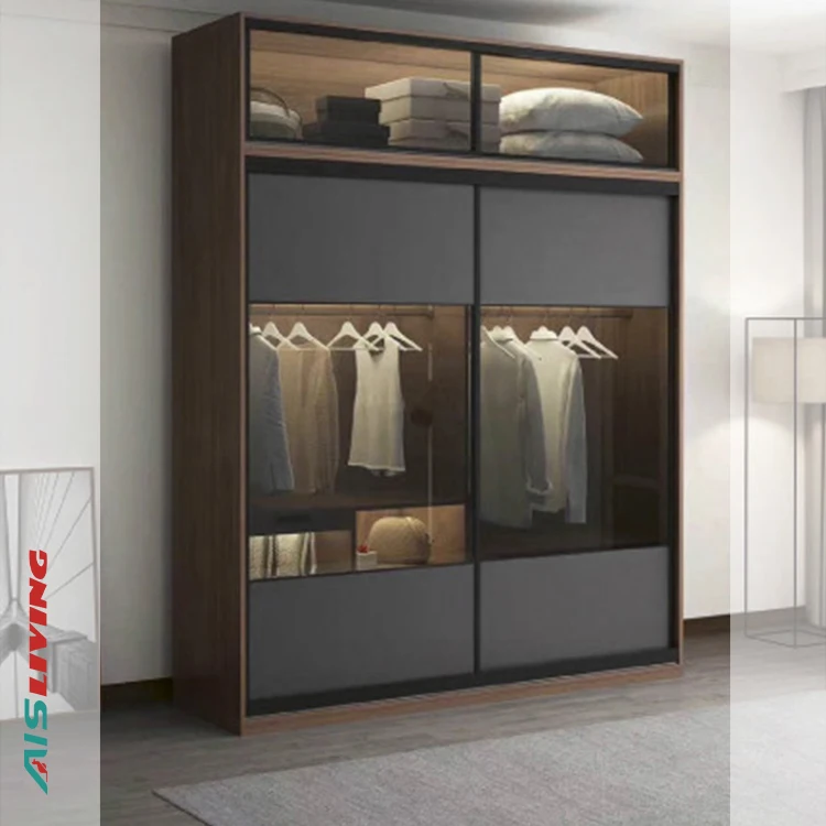 Latest Design Custom 6MM Tempered Glass Wardrobe Dressing Room Cabinet Walk-in Closet Storage Organizer Grade In Aluminum Frame