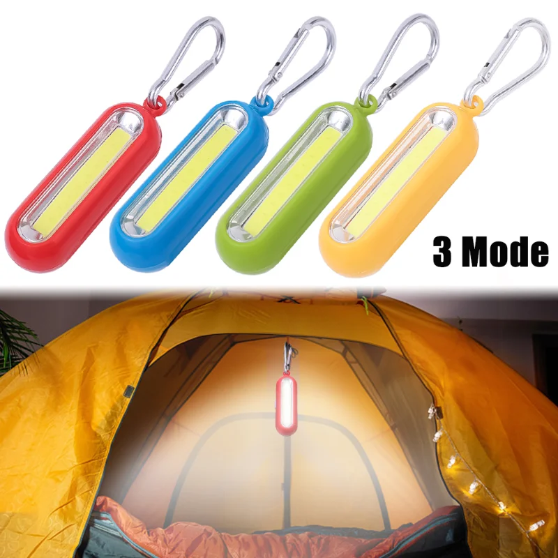 Portable Mini Keychain Flashlight 3 Modes COB LED Key Chain Keyring Torch Light Lamp AAA Powered for Camping Hiking Fishing