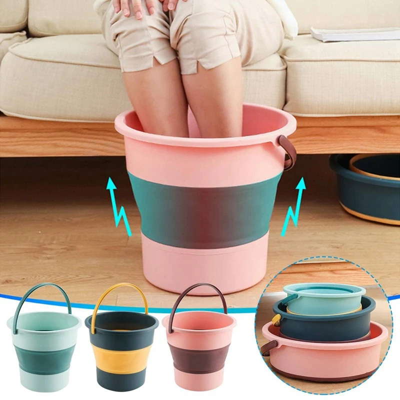 

Collapsible Plastic Bucket Telescopic Portable Foot Bucket, Foldable Car Wash Bucket 4.6L -B